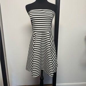 Express Black and White Strapless Mini Dress